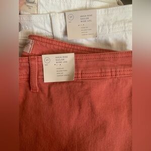 NWT Women's High-Rise Sailor Coral light red & white Wide-Leg Jeans SET of 2